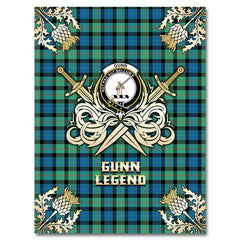 Gunn Ancient Tartan Gold Courage Symbol Blanket