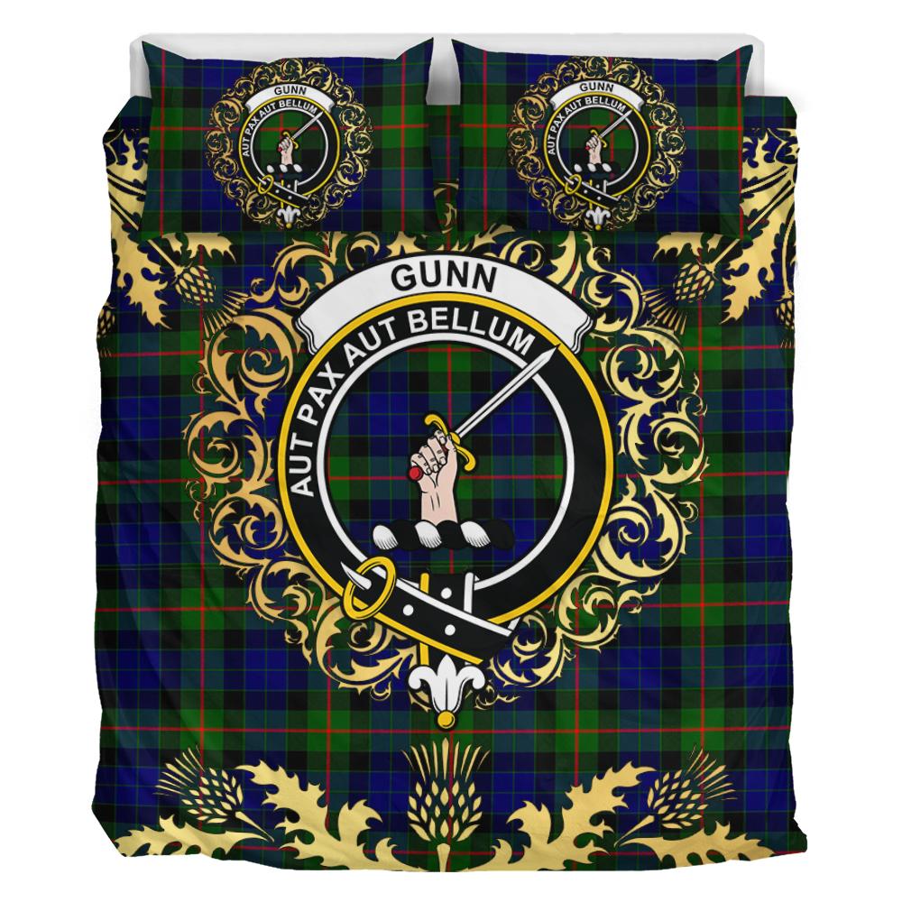 Gunn Modern Tartan Crest Bedding Set - Golden Thistle Style