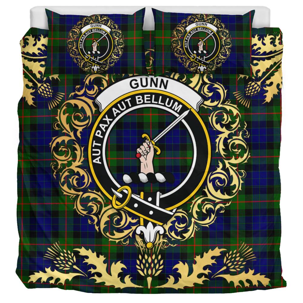Gunn Modern Tartan Crest Bedding Set - Golden Thistle Style