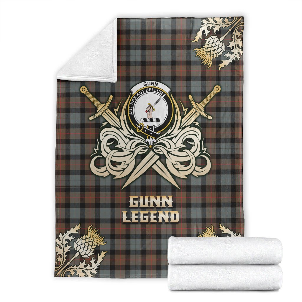 Gunn Weathered Tartan Gold Courage Symbol Blanket
