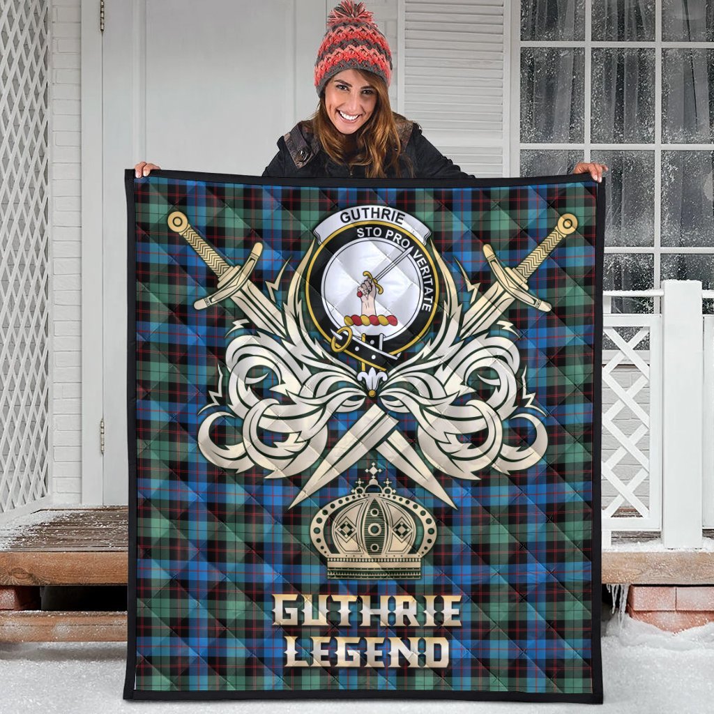 Guthrie Ancient Tartan Crest Legend Gold Royal Premium Quilt