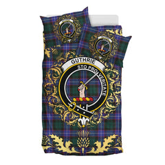 Guthrie Modern Tartan Crest Bedding Set - Golden Thistle Style