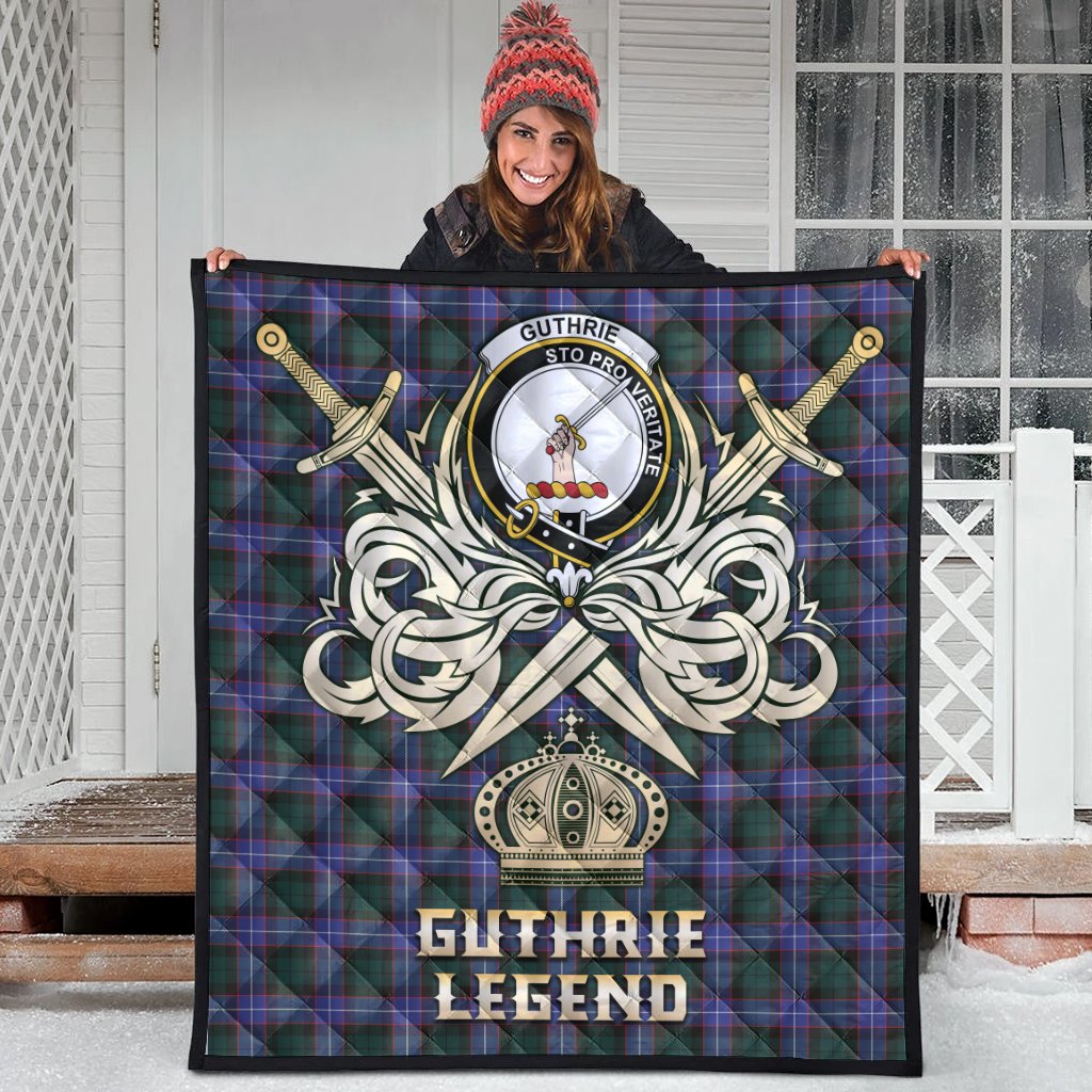 Guthrie Modern Tartan Crest Legend Gold Royal Premium Quilt