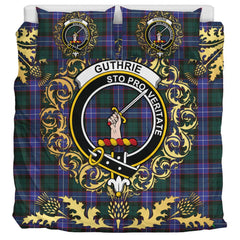 Guthrie Modern Tartan Crest Bedding Set - Golden Thistle Style