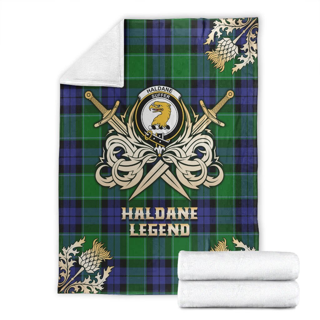 Haldane Tartan Gold Courage Symbol Blanket