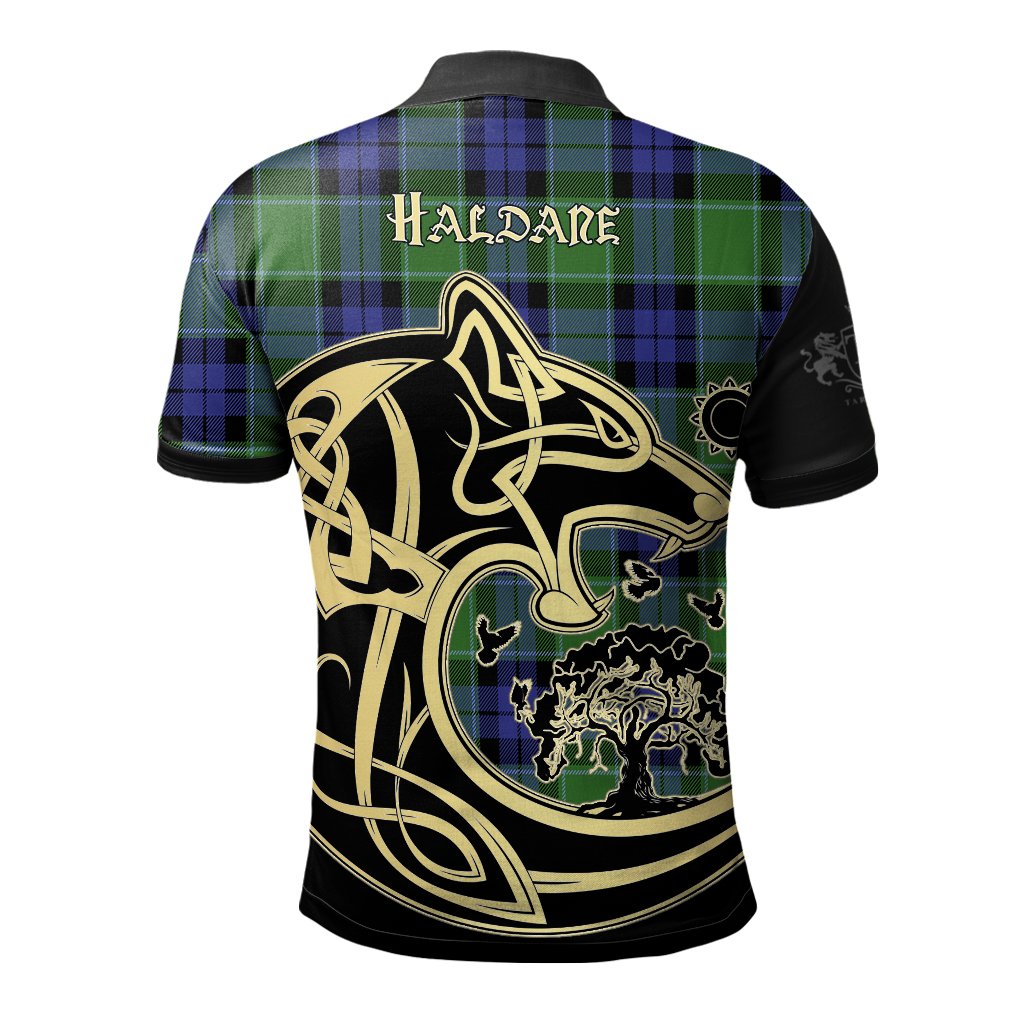 Haldane Tartan Polo Shirt Viking Wolf