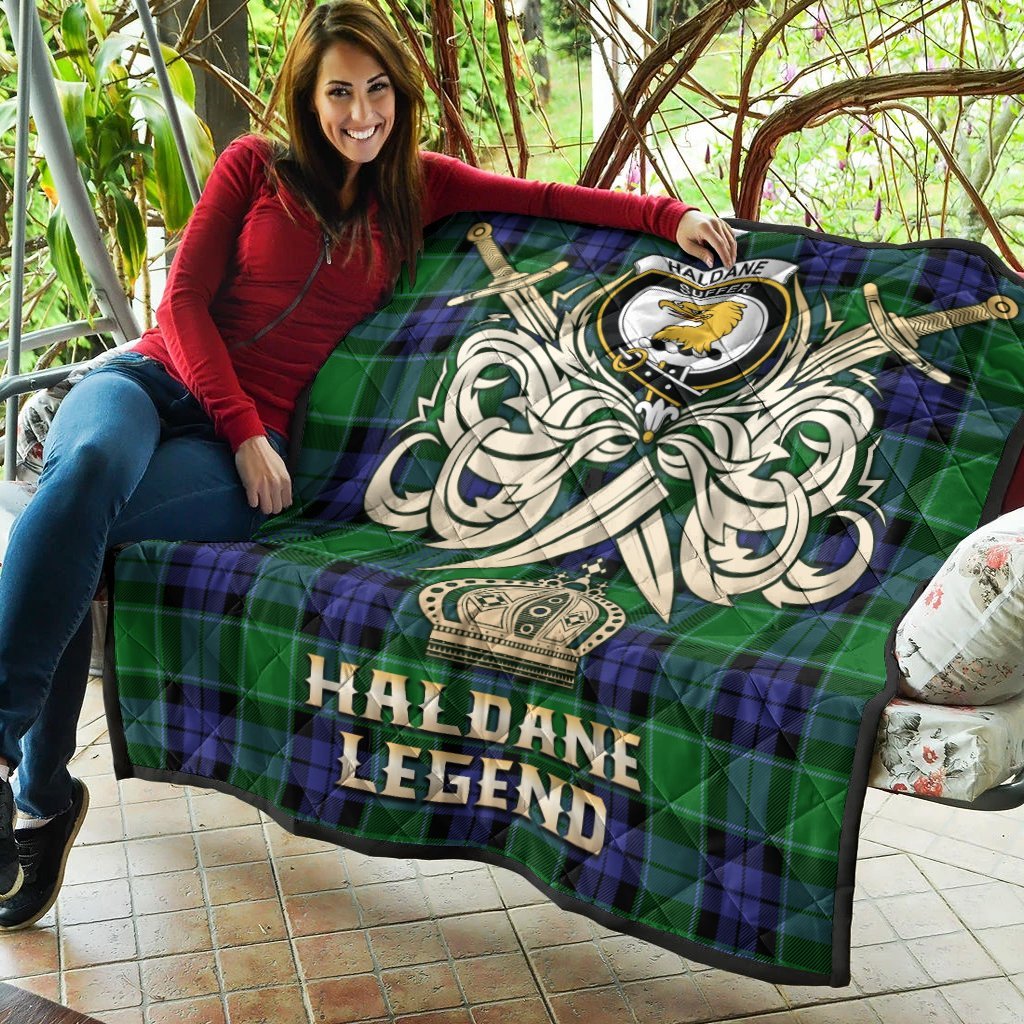 Haldane Tartan Crest Legend Gold Royal Premium Quilt