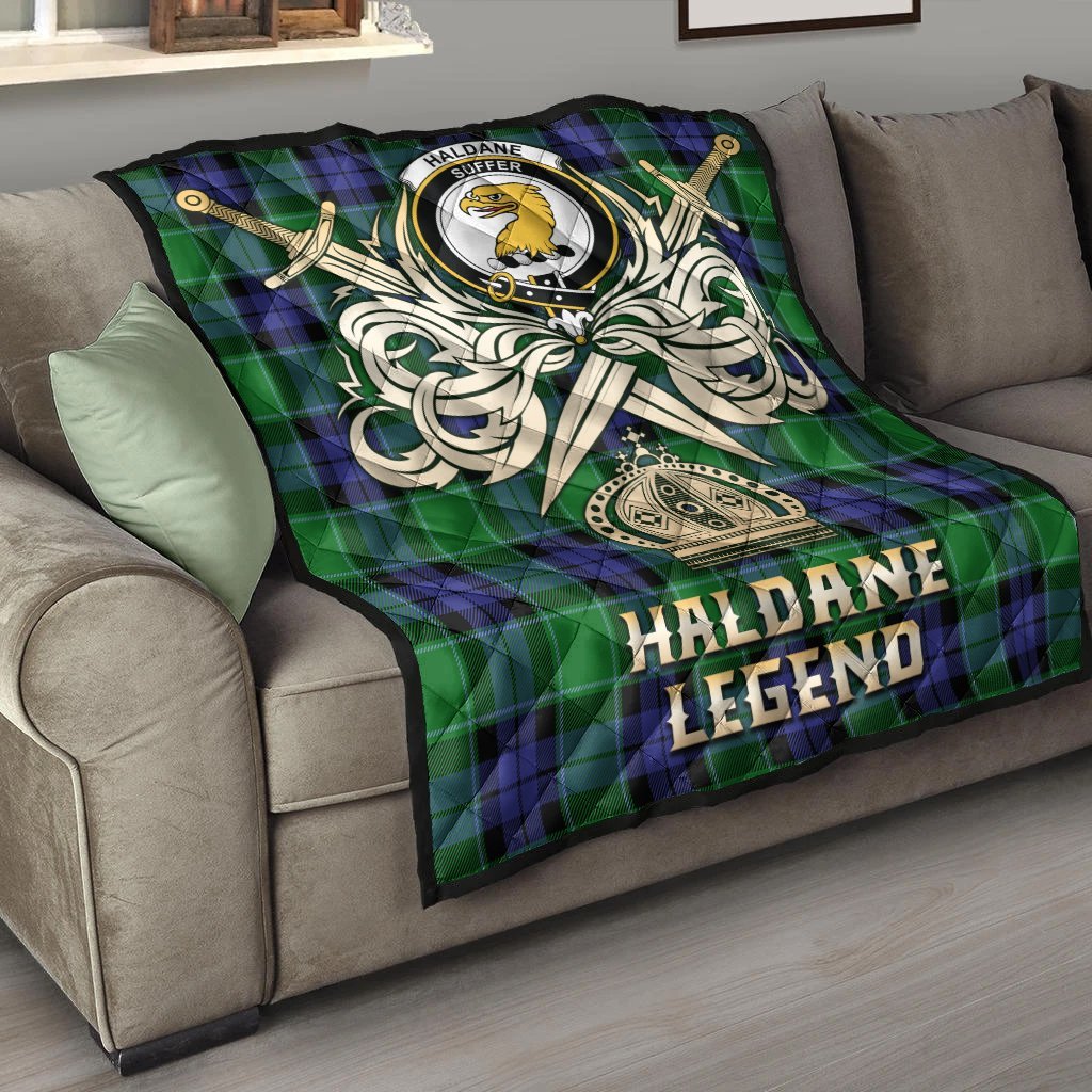 Haldane Tartan Crest Legend Gold Royal Premium Quilt