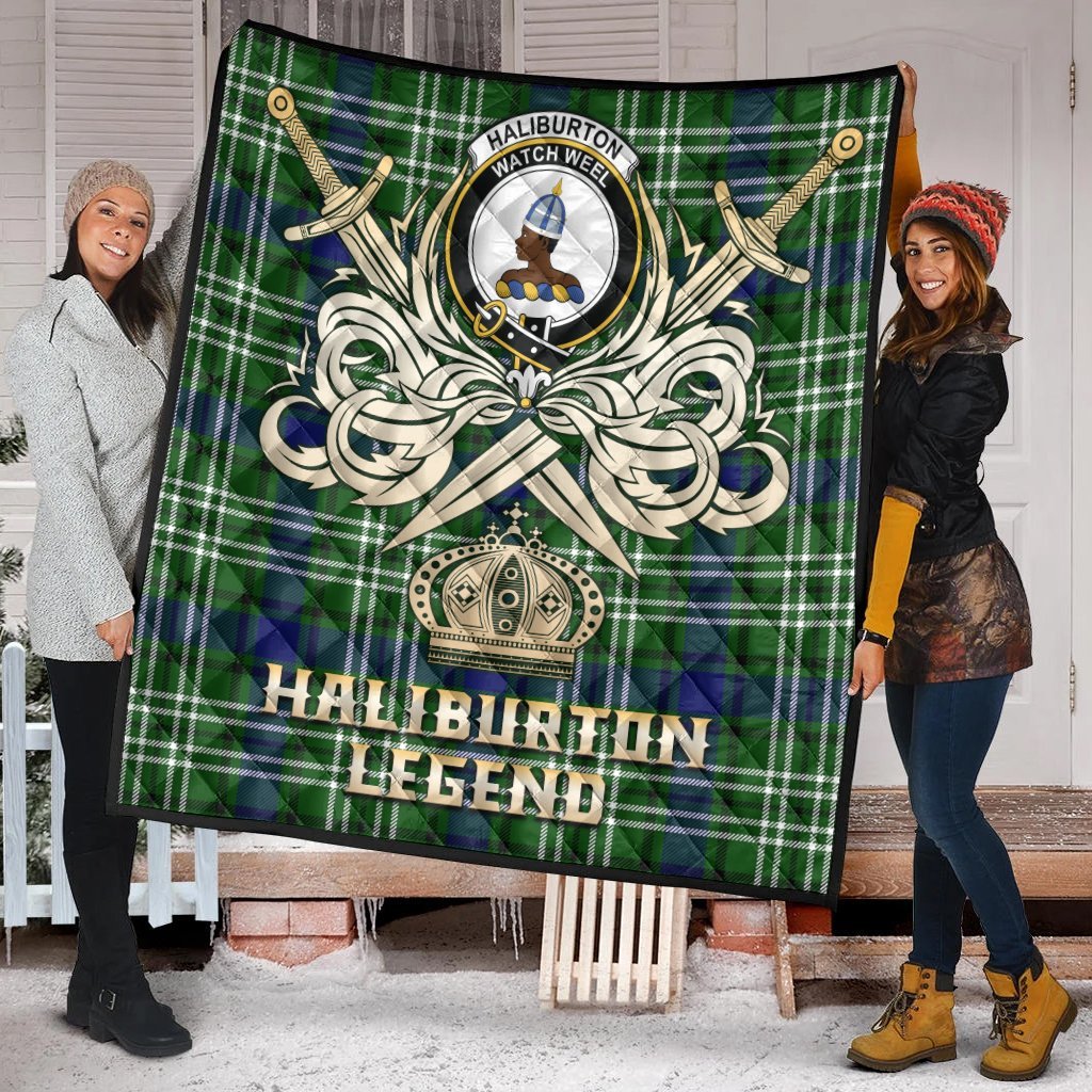 Haliburton Tartan Crest Legend Gold Royal Premium Quilt