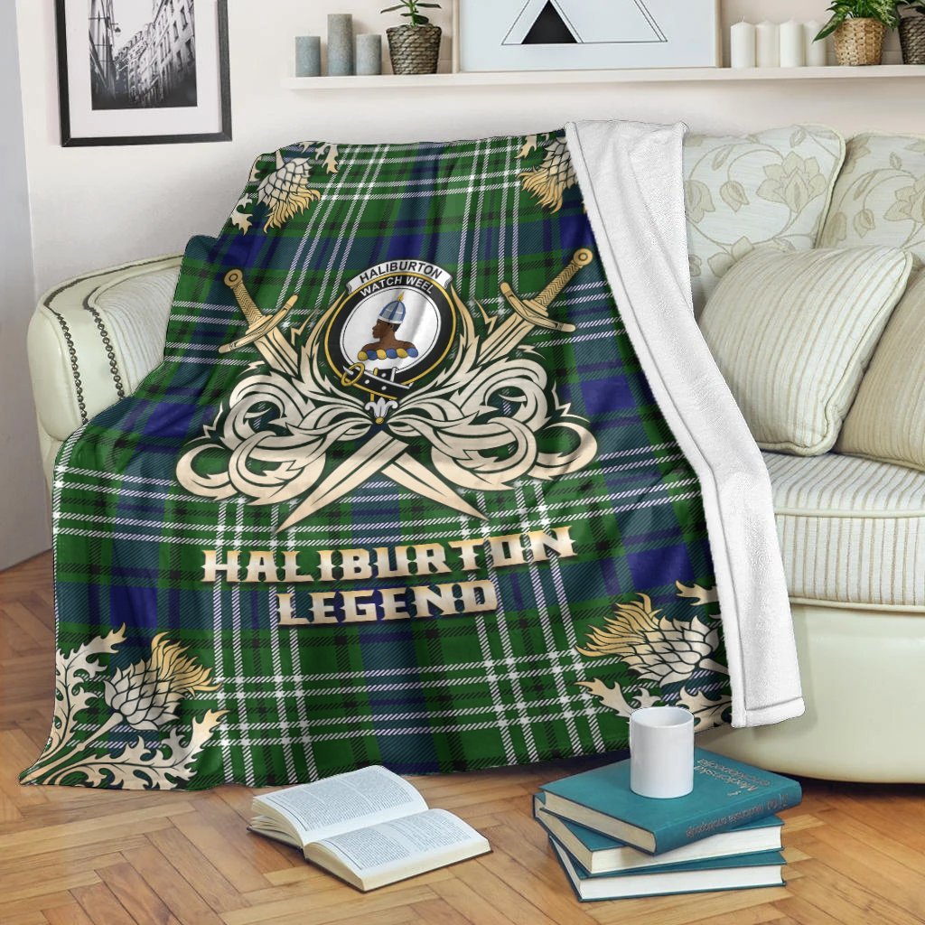 Haliburton Tartan Gold Courage Symbol Blanket
