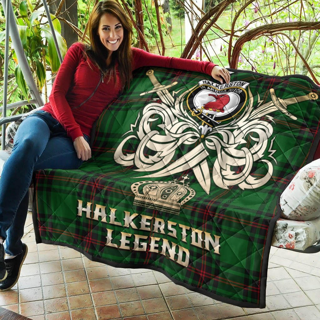 Halkerston Tartan Crest Legend Gold Royal Premium Quilt
