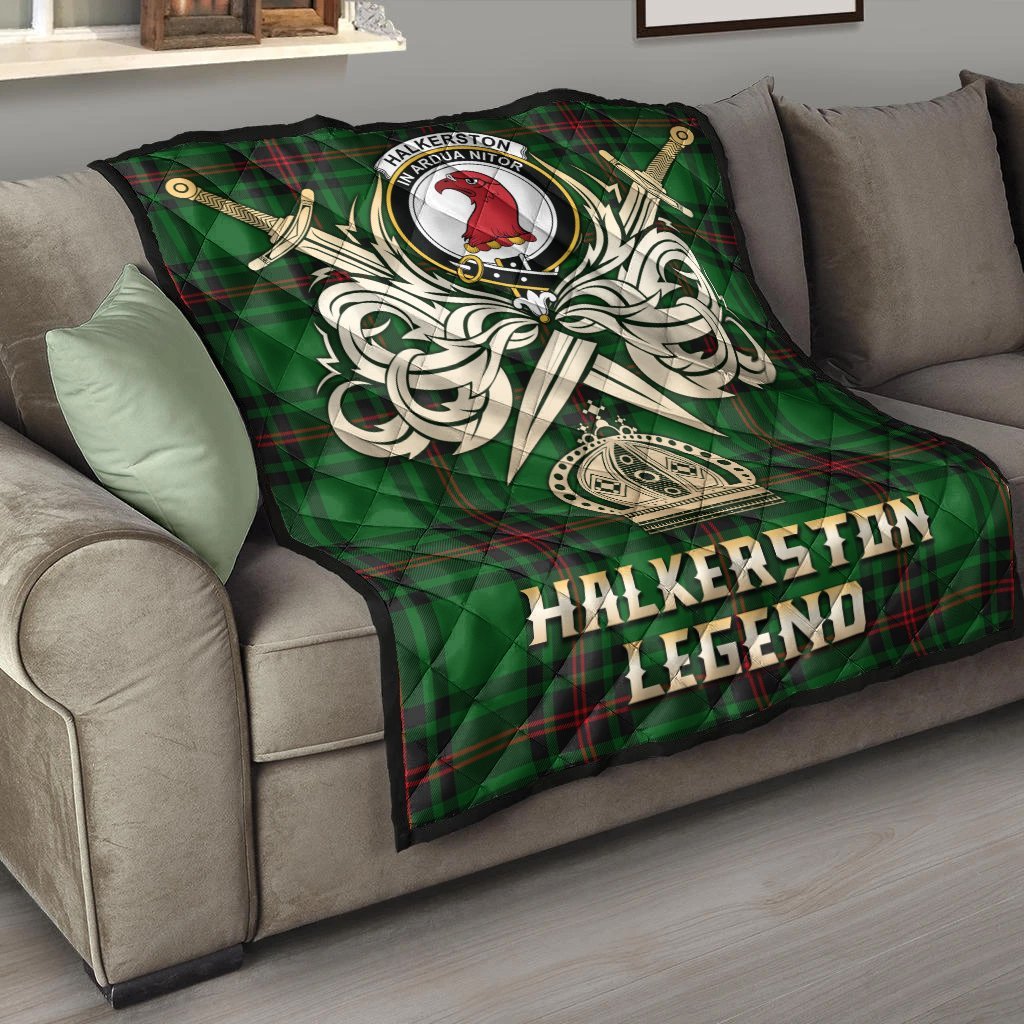 Halkerston Tartan Crest Legend Gold Royal Premium Quilt