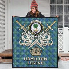 Hamilton Hunting Ancient Tartan Crest Legend Gold Royal Premium Quilt