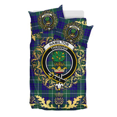 Hamilton Hunting Modern Tartan Crest Bedding Set - Golden Thistle Style
