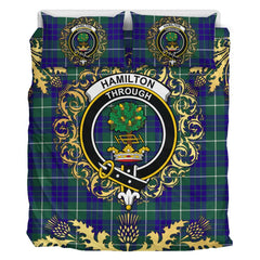 Hamilton Hunting Modern Tartan Crest Bedding Set - Golden Thistle Style