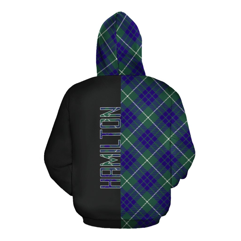 Hamilton Hunting Modern Tartan Hoodie Half of Me - Cross Style