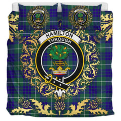 Hamilton Hunting Modern Tartan Crest Bedding Set - Golden Thistle Style
