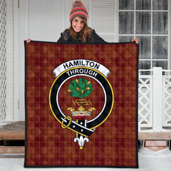Hamilton Red Tartan Crest Quilt