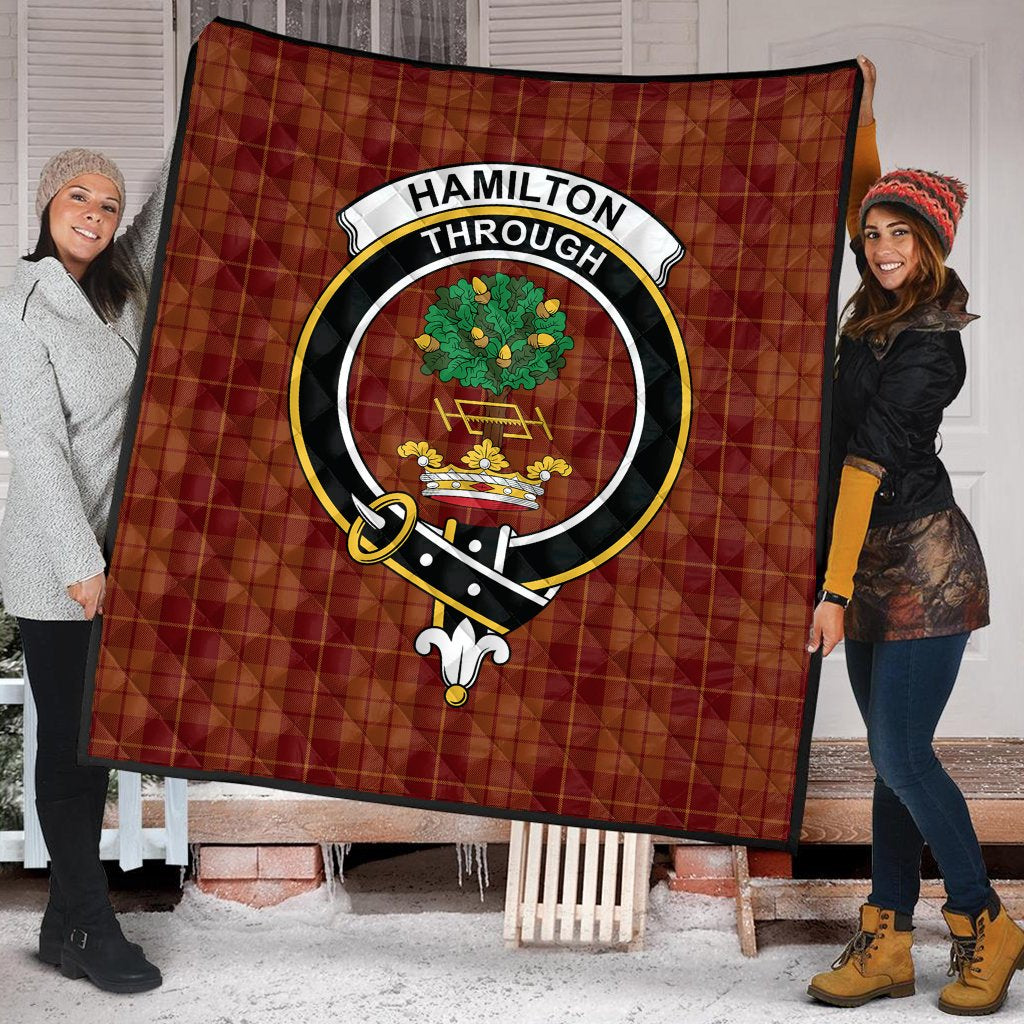 Hamilton Red Tartan Crest Quilt