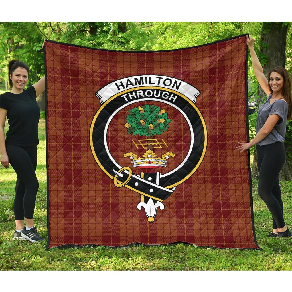 Hamilton Red Tartan Crest Quilt
