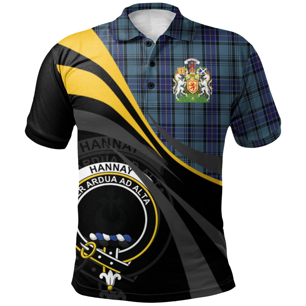 Hannay Blue Tartan Polo Shirt - Royal Coat Of Arms Style