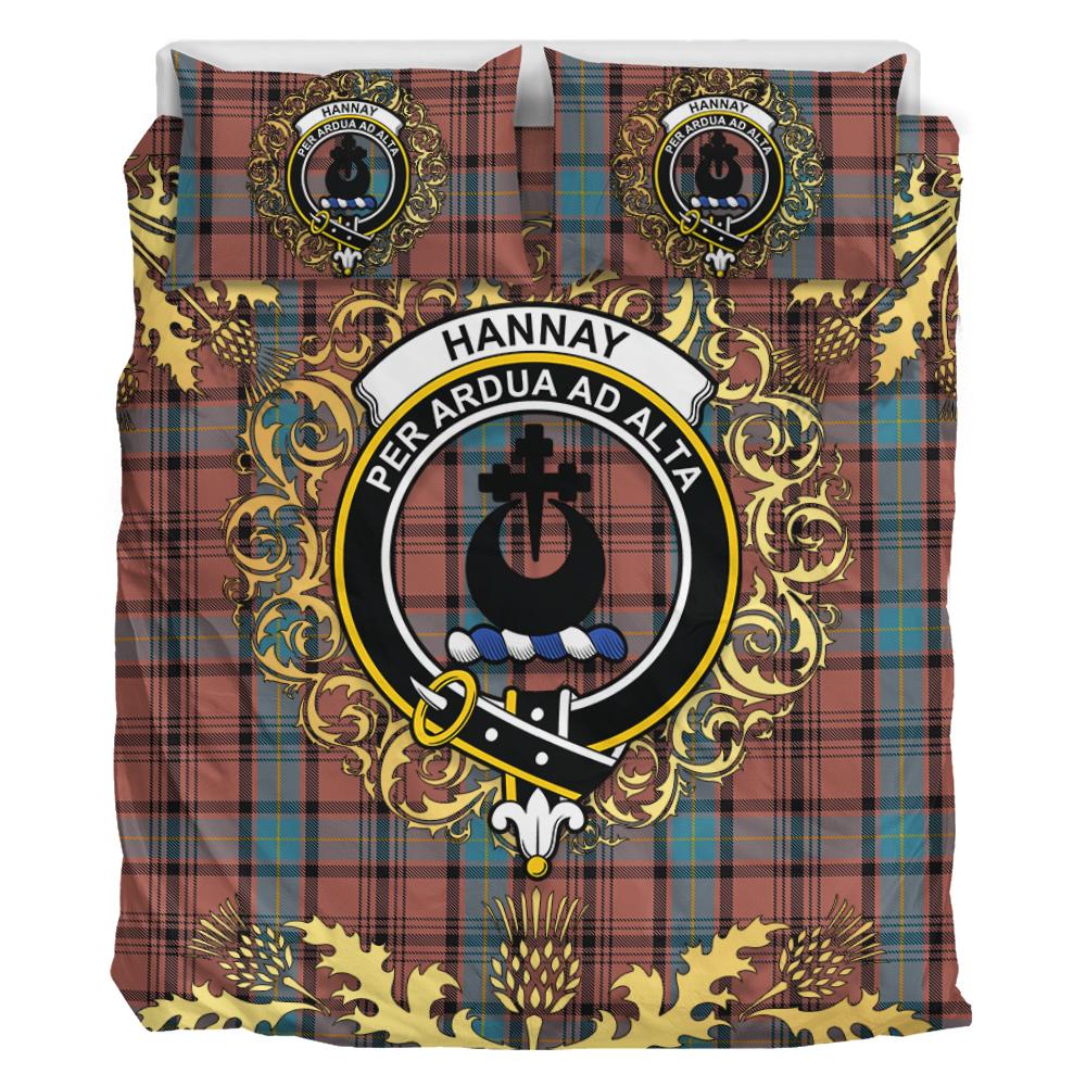 Hannay Dress Tartan Crest Bedding Set - Golden Thistle Style