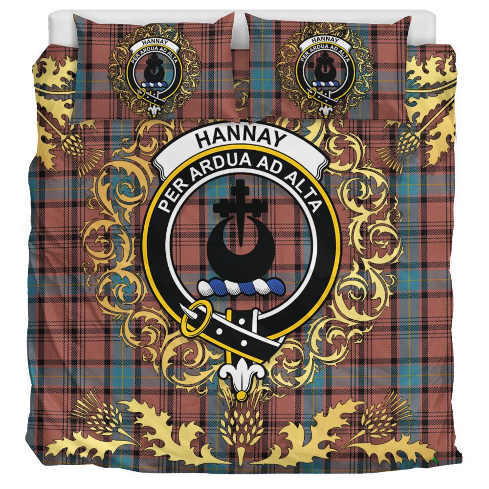 Hannay Dress Tartan Crest Bedding Set - Golden Thistle Style