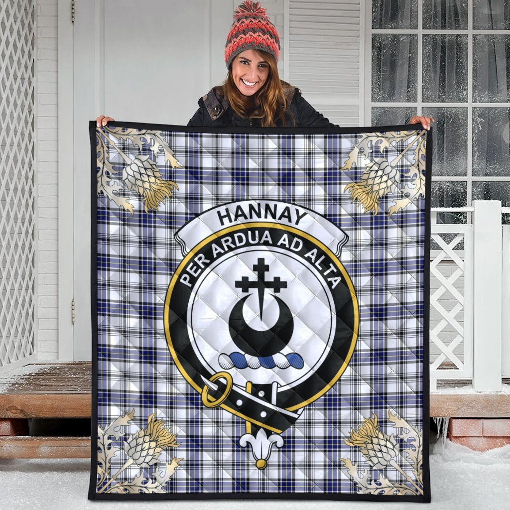 Hannay Modern Tartan Crest Premium Quilt - Gold Thistle Style