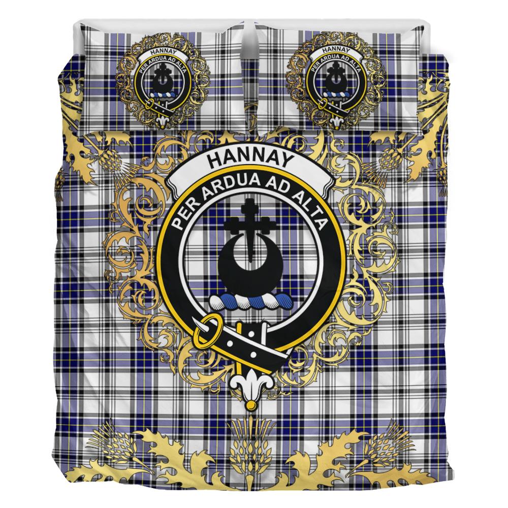 Hannay Modern Tartan Crest Bedding Set - Golden Thistle Style