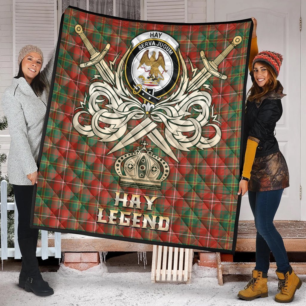 Hay Ancient Tartan Crest Legend Gold Royal Premium Quilt