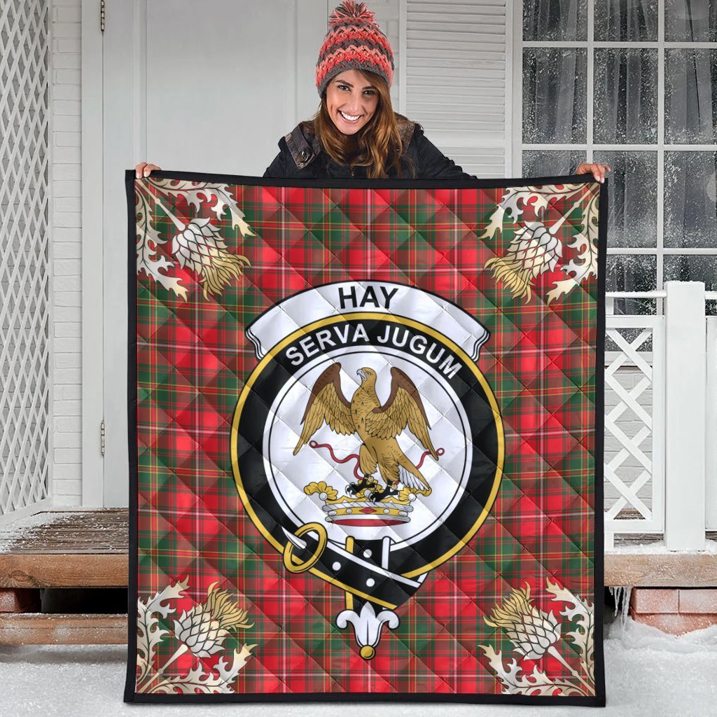 Hay Modern Tartan Crest Premium Quilt - Gold Thistle Style