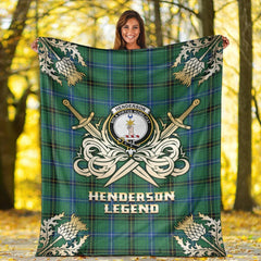 Henderson Ancient Tartan Gold Courage Symbol Blanket