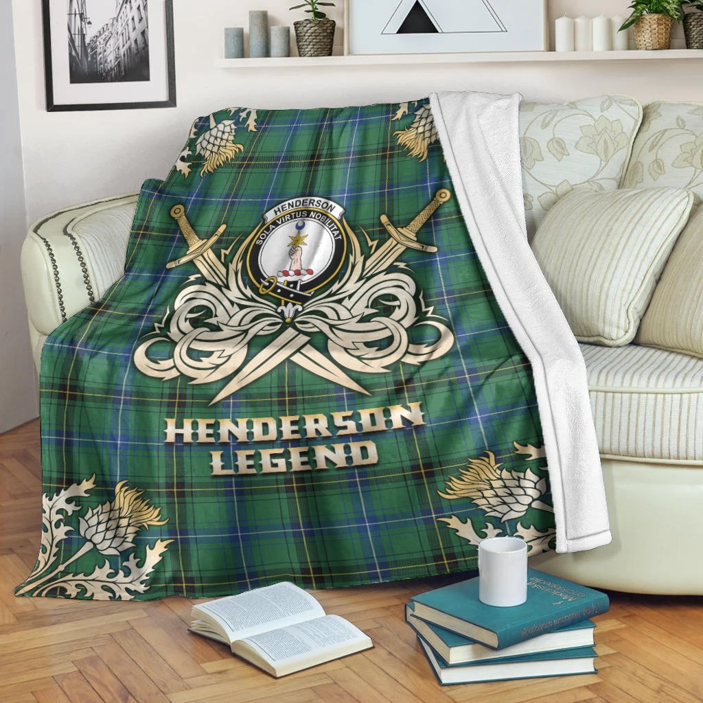 Henderson Ancient Tartan Gold Courage Symbol Blanket