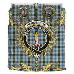 Henderson Dress Tartan Crest Bedding Set - Golden Thistle Style