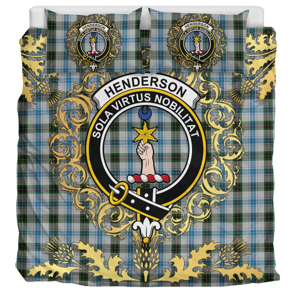 Henderson Dress Tartan Crest Bedding Set - Golden Thistle Style