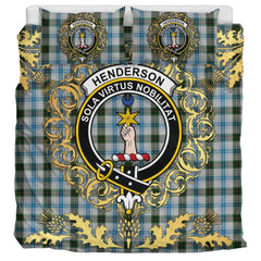 Henderson Dress Tartan Crest Bedding Set - Golden Thistle Style
