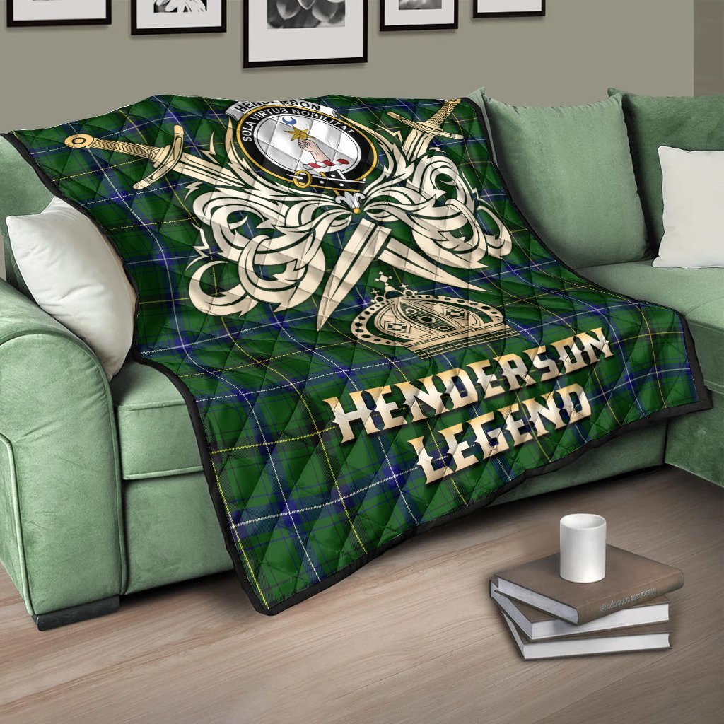 Henderson Modern Tartan Crest Legend Gold Royal Premium Quilt