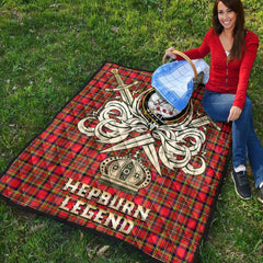 Hepburn Tartan Crest Legend Gold Royal Premium Quilt