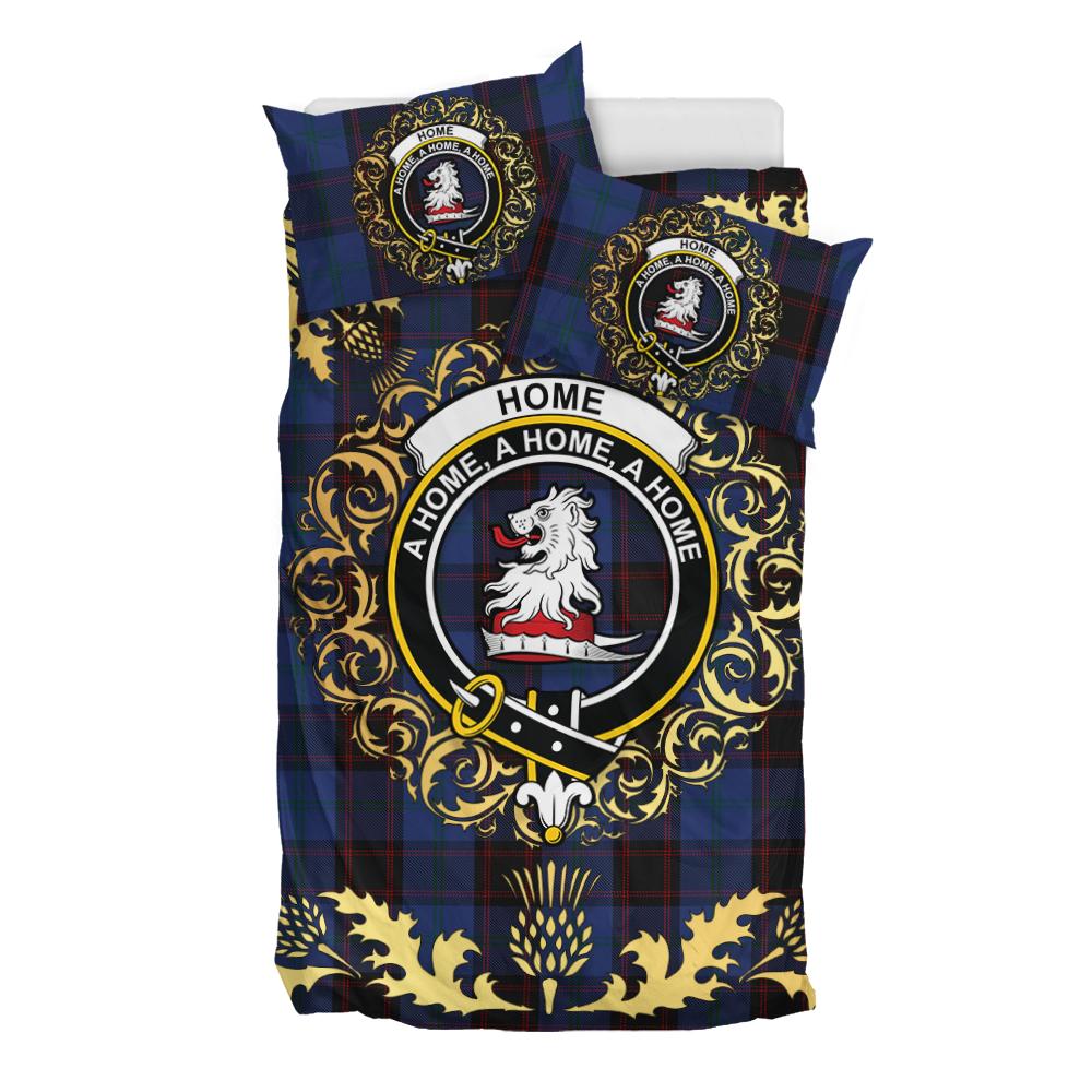 Home (Hume) Tartan Crest Bedding Set - Golden Thistle Style