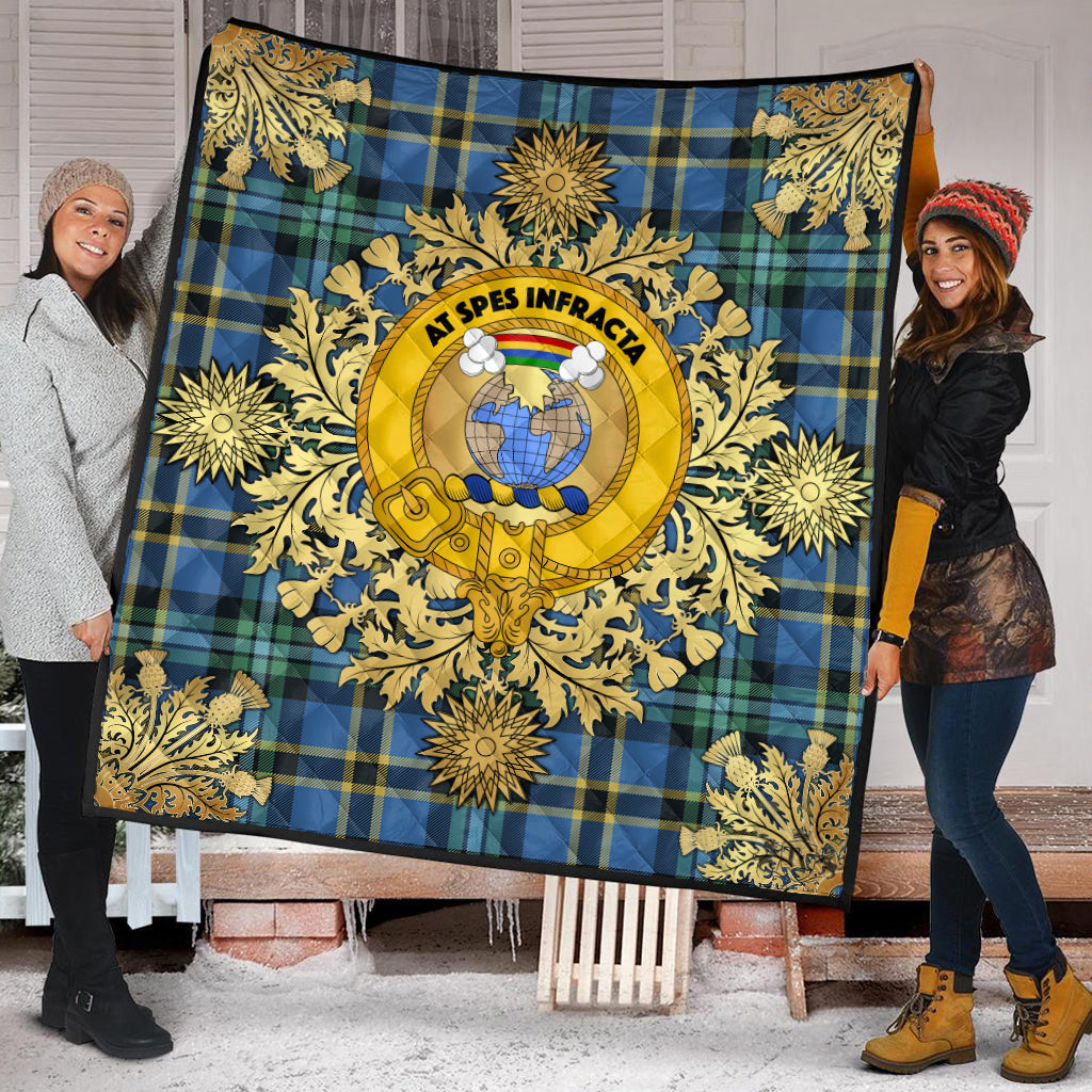 Hope Tartan Crest Premium Quilt - Gold Thistle Style