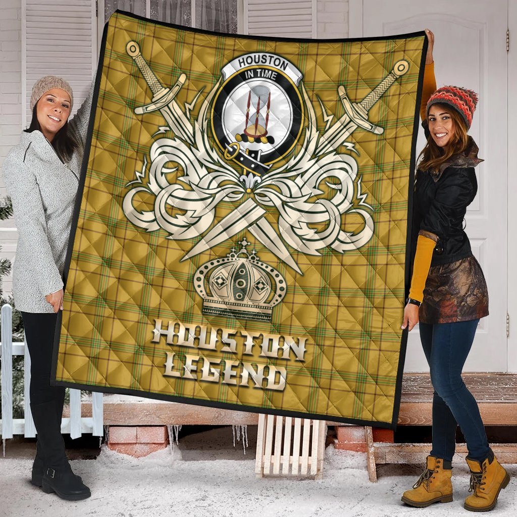 Houston Tartan Crest Legend Gold Royal Premium Quilt