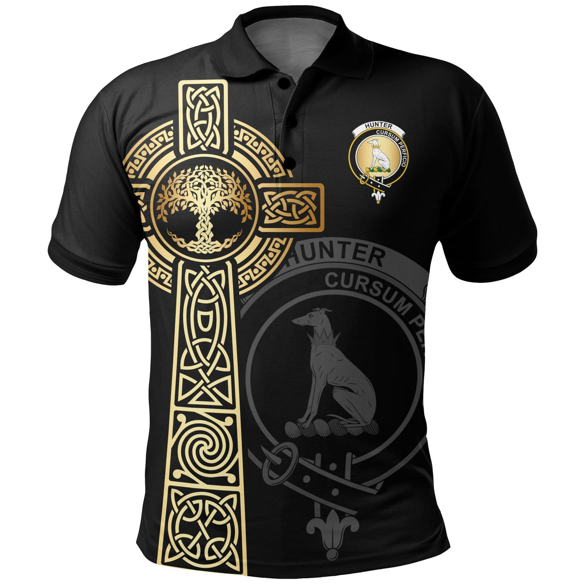 Hunter Clan Unisex Polo Shirt - Celtic Tree Of Life