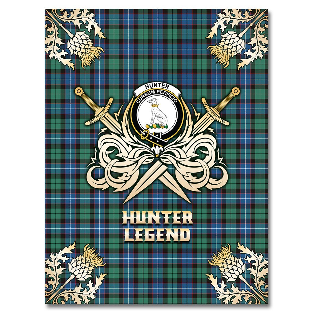 Hunter Ancient Tartan Gold Courage Symbol Blanket