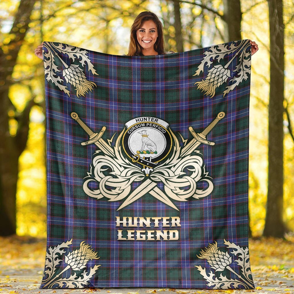 Hunter Modern Tartan Gold Courage Symbol Blanket