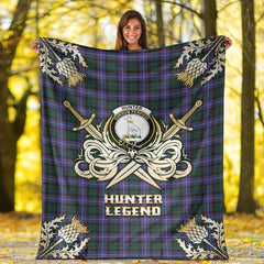 Hunter Modern Tartan Gold Courage Symbol Blanket