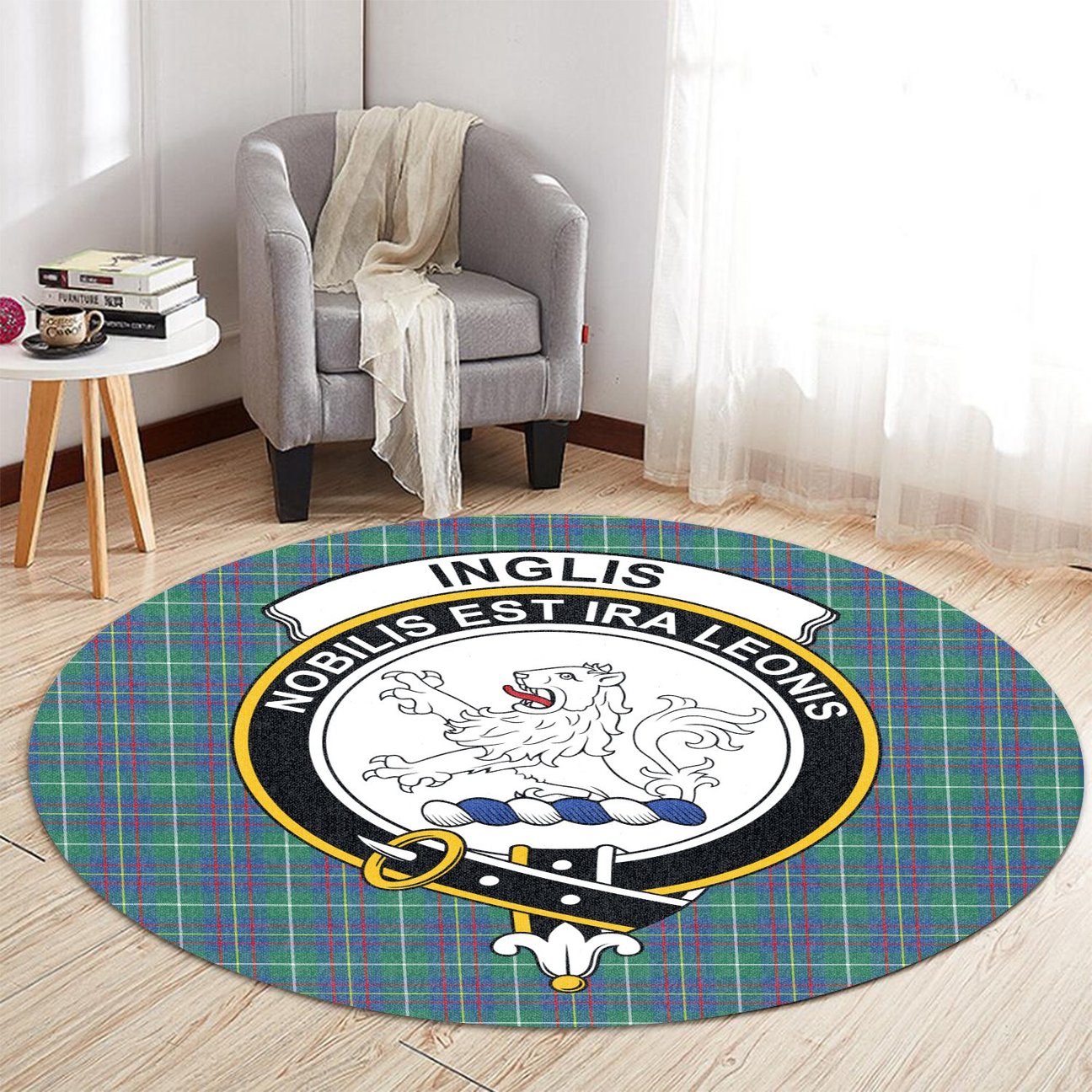 Inglis Ancient Tartan Crest Round Rug