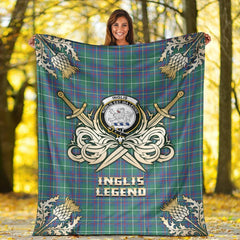 Inglis Ancient Tartan Gold Courage Symbol Blanket