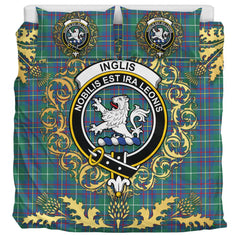 Inglis Ancient Tartan Crest Bedding Set - Golden Thistle Style