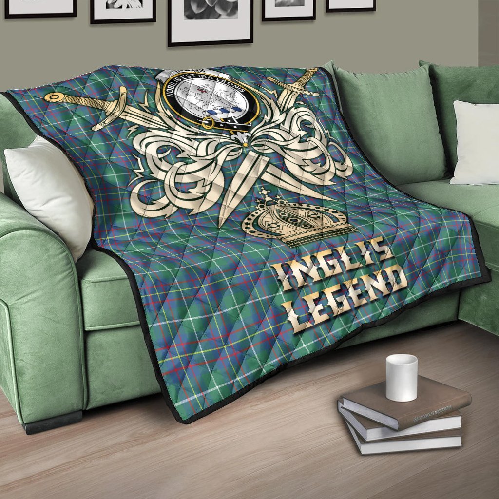 Inglis Ancient Tartan Crest Legend Gold Royal Premium Quilt