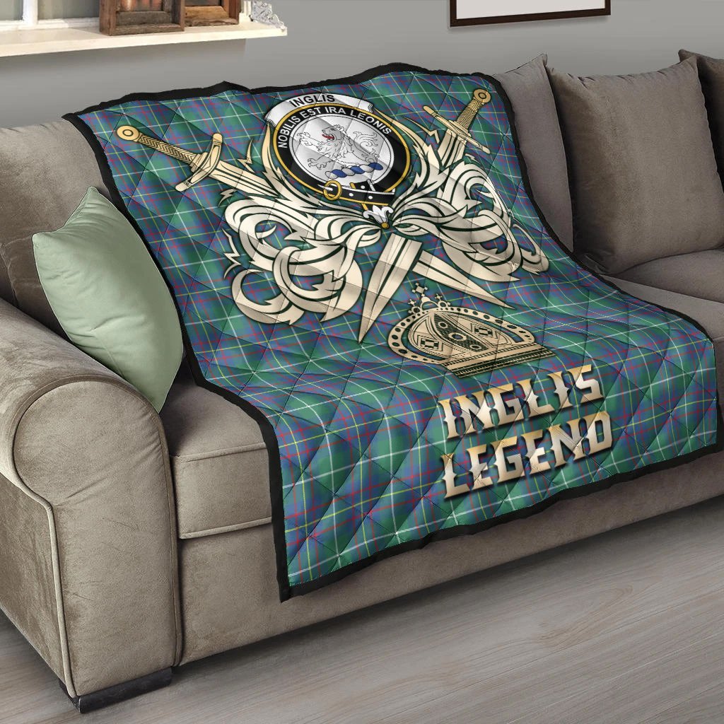 Inglis Ancient Tartan Crest Legend Gold Royal Premium Quilt